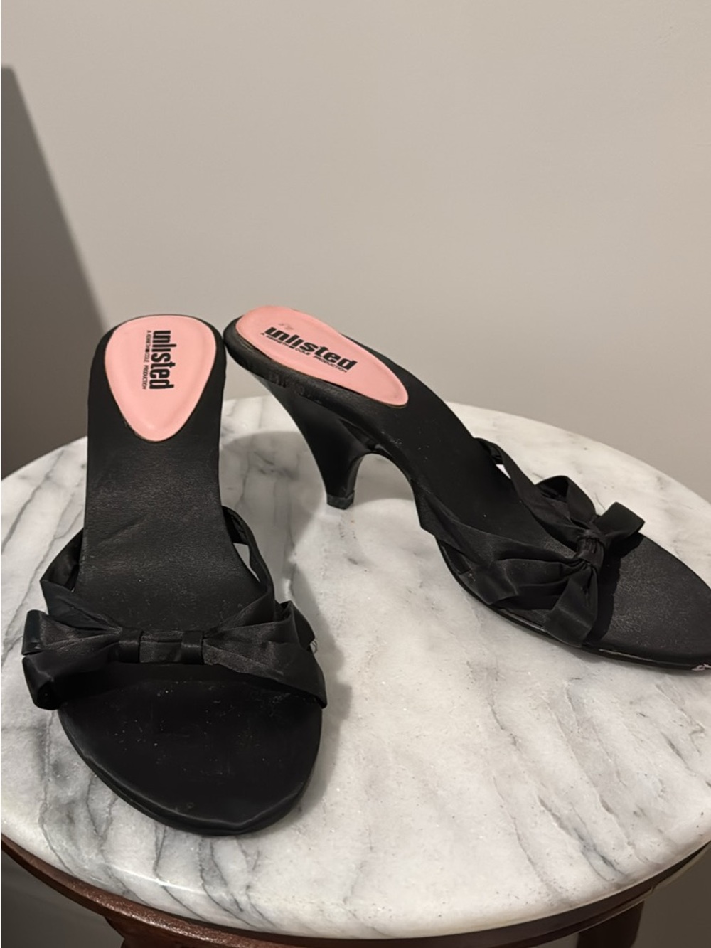 Unlisted by Kenneth Cole Black Bow Mule Heels